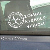 Zombie Outbreak Assault Vehicle- 200mm Window Sticker-Response Team-Car,Van,Truck,Self Adhesive Vinyl Sign 